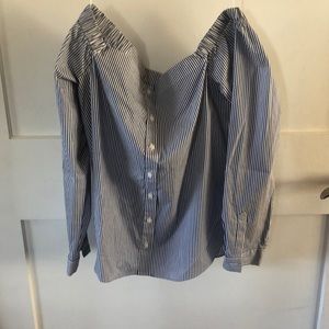 Bar III off the shoulder pinstriped blouse